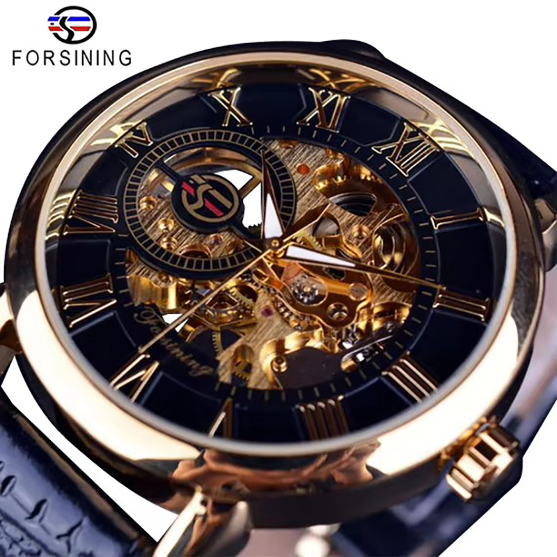 Luxury Watch Brands Logo - Jam Tangan Mekanik Skeleton Kulit Forsining