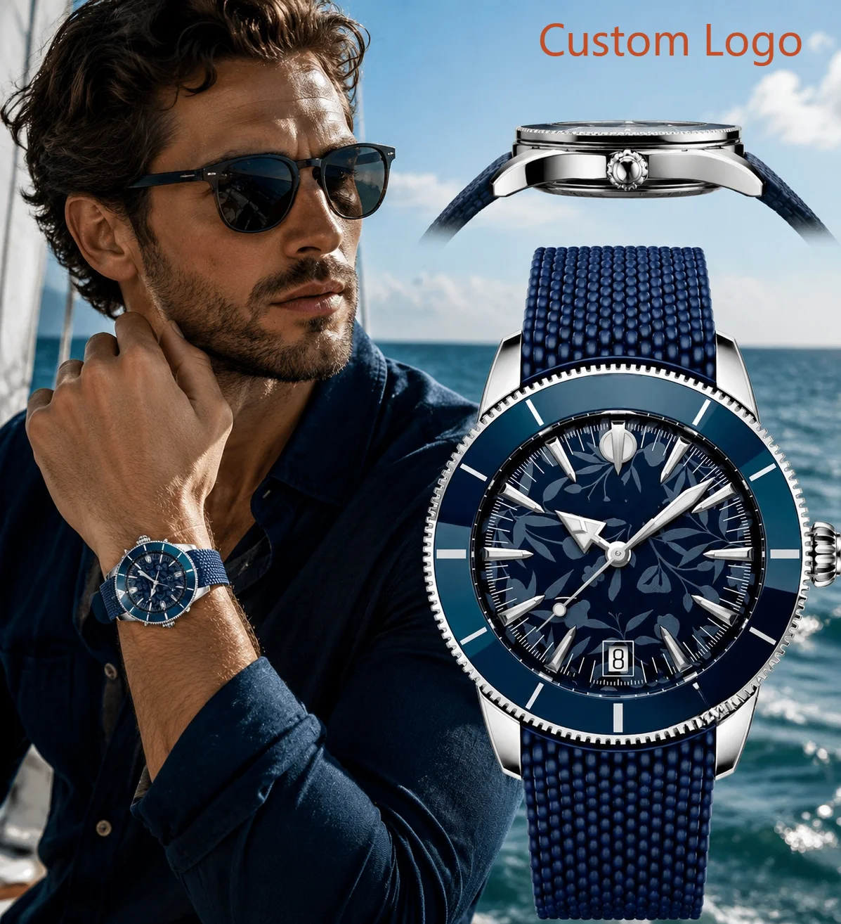 Luxury Watch Rubber Strap - Jam Tangan Otomatis Menyelam 46Mm Pria