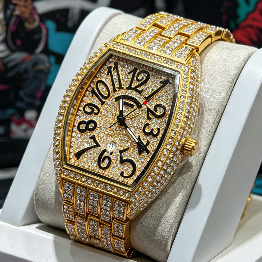 Luxury Watch Brands Logo - Jam Tangan Quartz Hip Hop Iced