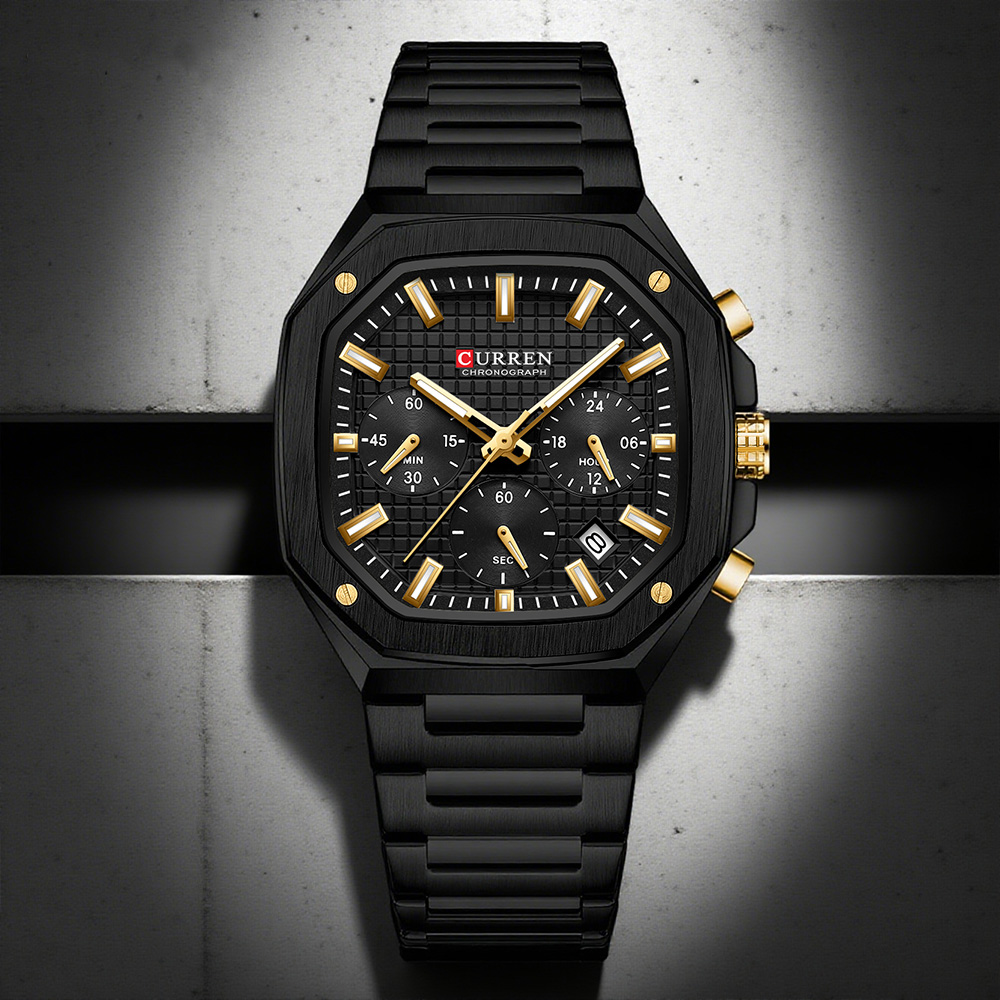 Luxury Watch For Men - CURREN Jam Tangan Chrono Persegi Mewah
