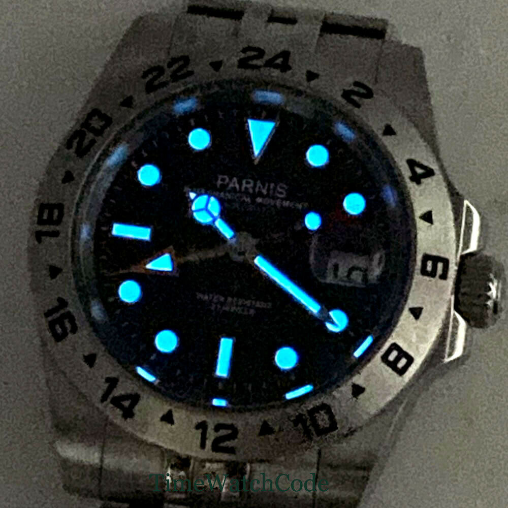 Parnis jam tangan pria otomati - Gmt Dual Timezone Watch ulasan dan harga