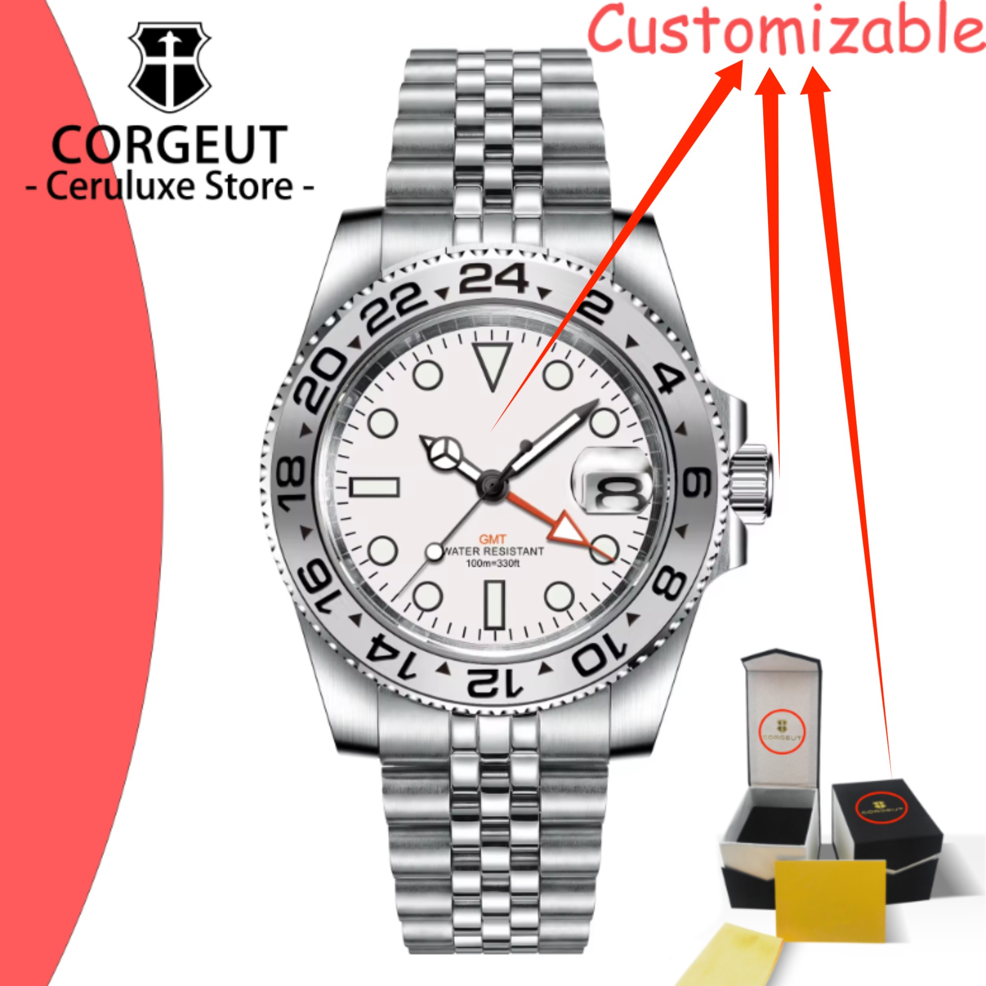 Logo CUSTOM 40mm 515 GMT Jam T - Luxury Watch Brands Logo ulasan dan harga