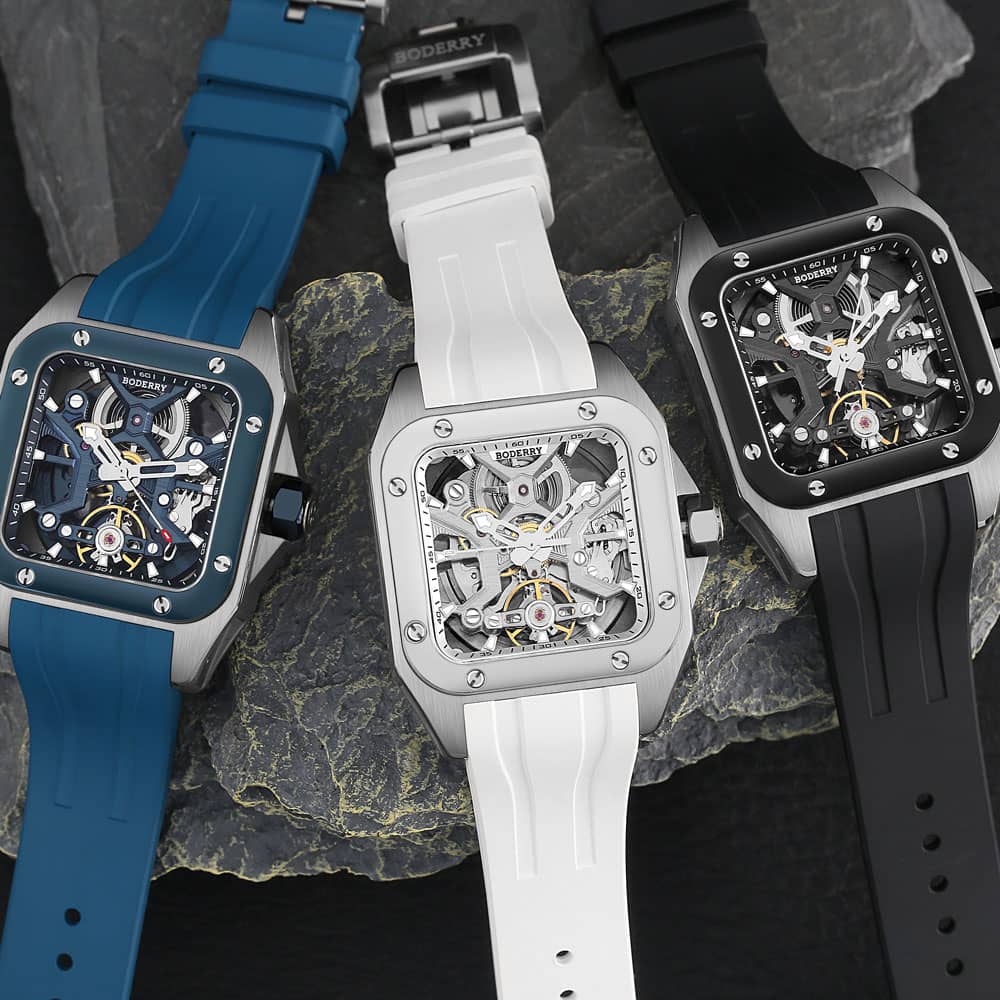 BODERRY jam tangan mekanis oto - Luxury Watch Rubber Strap ulasan dan harga
