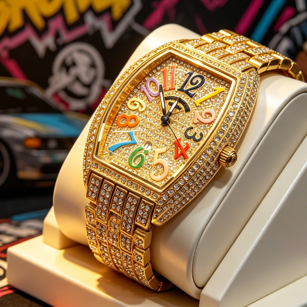 Jam Tangan Quartz Hip Hop Iced - Luxury Watch Brands Logo ulasan dan harga